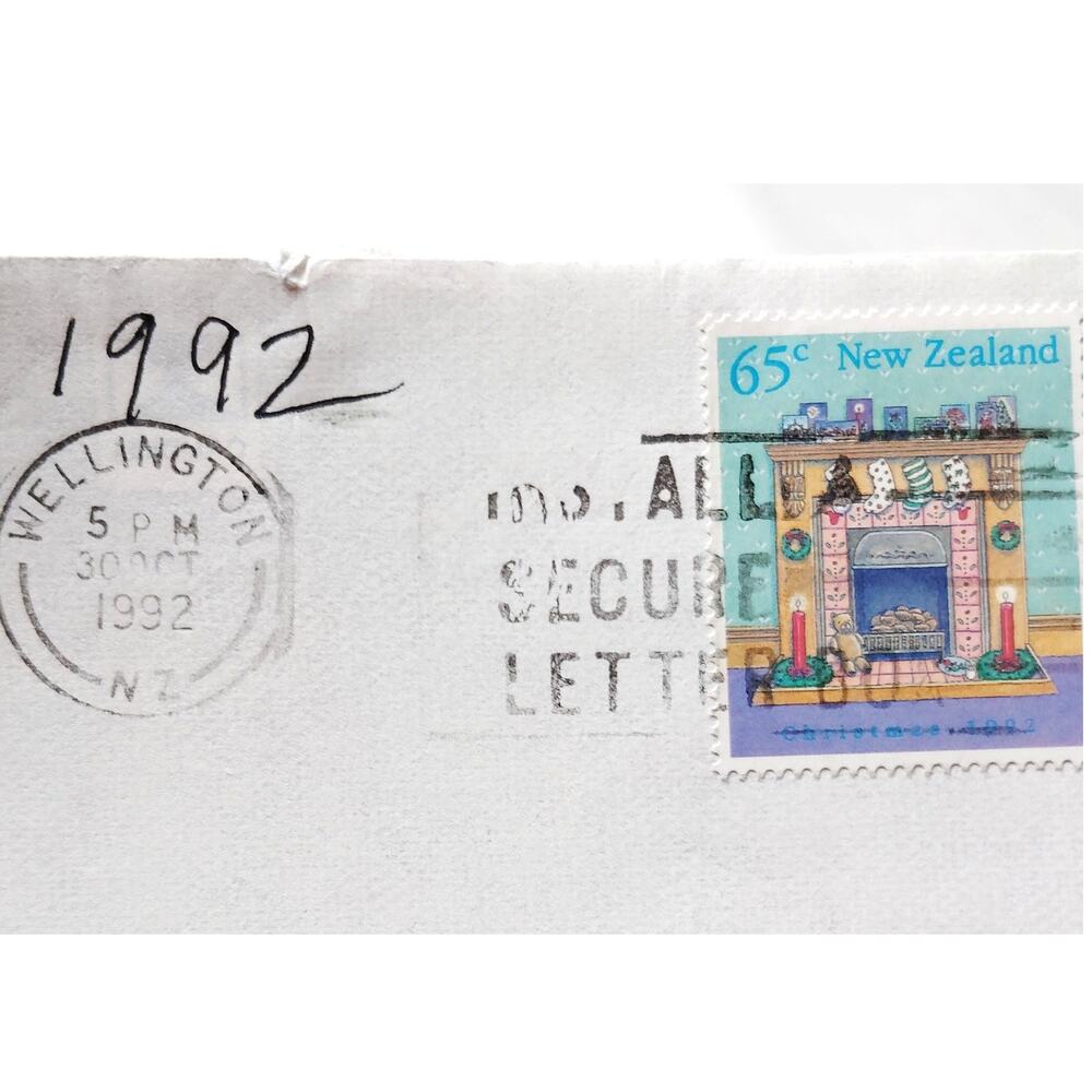 1992 New Zealand 65c Christmas Stamp Cover Wellington NZ Postmark to USA